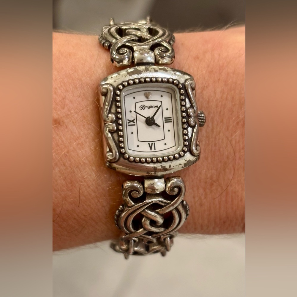 Brighton Silver Watch with Ornate Band
